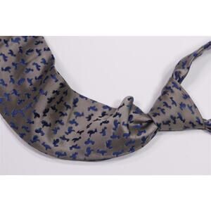 Charvet France Gray Blue Geometric Design Silk Handmade Necktie Tie